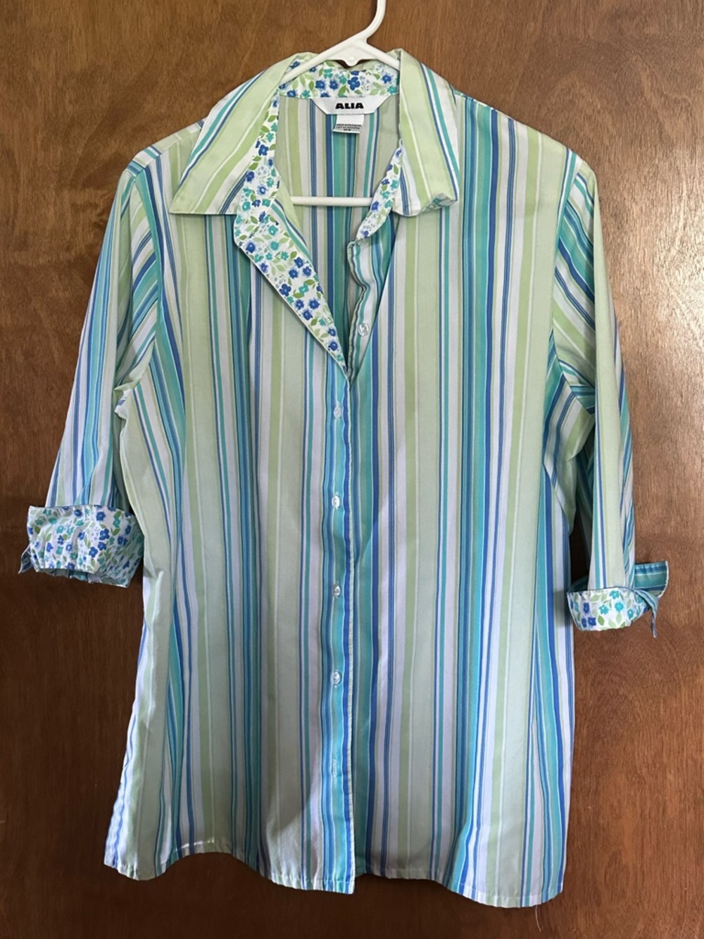 Alia Striped Floral Accent Button-Down Shirt
